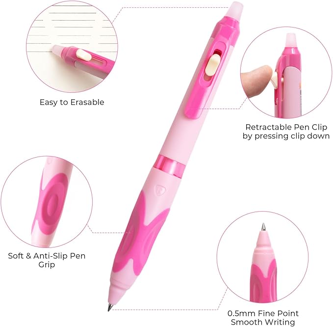 M&G 3 PCS Retractable Erasable Gel Pens, 0.5mm Black Ink Gel Pen, Fine Point Erasable Pen Make Mistakes Disappear, Premium Comfort Grip Note Taking and Crossword Puzzles