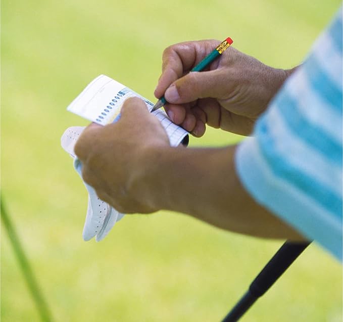 Adhere 25pcs Golf Pencils with eraser Hexagon Wooden Pencils Graphite 2B for Golf Event Scoring,Classroom,Wedding,Company Meetings,Pew, Pocket (Green)