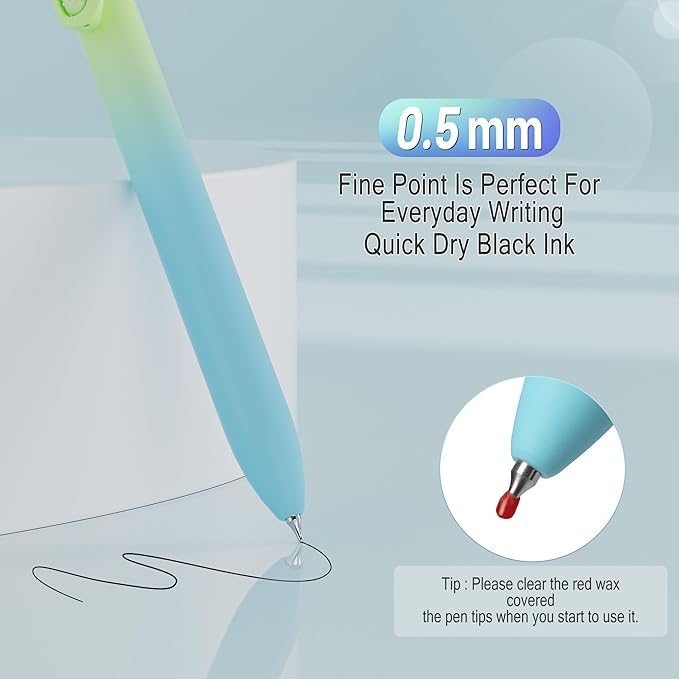 inkipen- 8 Pack Pens, Gel pens Black Ink, Fine Point(0.5mm),Quick-Drying Smooth Writing,School and Office Supplies
