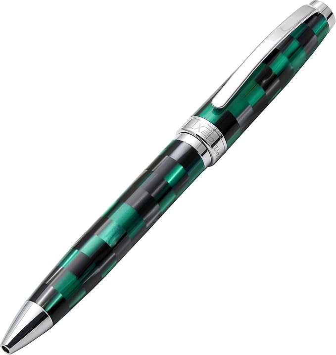 Xezo Urbanite II Twist Action Ballpoint Pen, Medium Point. Ocean Teal and Black Color with Chrome Plating. Handcrafted, Limited Edition, Serialized