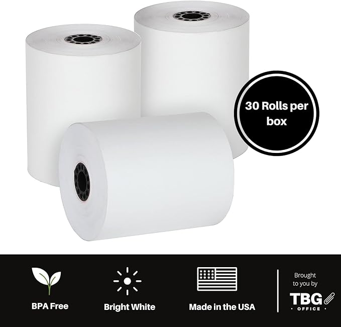 2 1/4” x 50' Thermal Paper Rolls - BPA FREE – MADE IN USA - Receipt paper rolls – Point of Sale Cash Register - Thermal printer paper - Credit Card Paper - (1 Case - 30 Rolls)