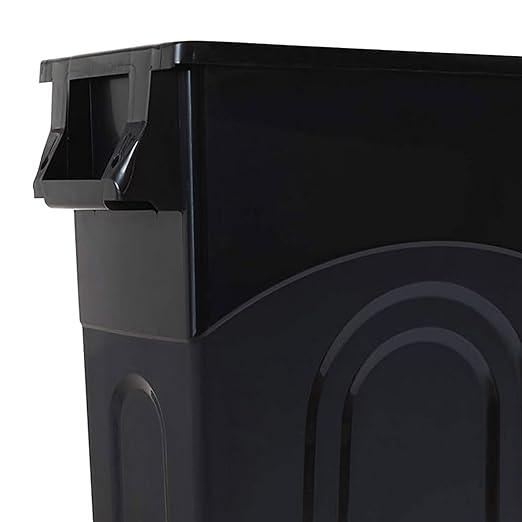 United Solutions Highboy Waste Container, 23 Gallon, Space Saving Slim Profile and Easy Trash Bag Removal, Indoor or Outdoor Use, Integrated Handles for Easy Carrying, 4-Pack, Black.