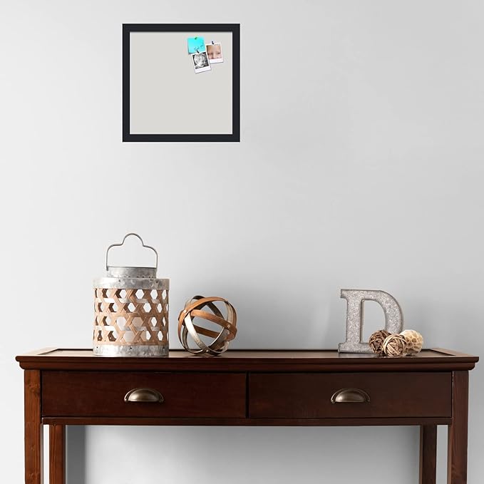PinPix 13x13 Inch Cork Bulletin Board. This Decorative Framed Pin Board Comes with Light Stone Design and a Satin Black Frame. Ideal for Home Office Decor or Message Board (PinPix-1809)