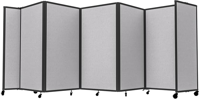 Versare Room Divider 360 Portable Wall Partition | Folding Panels | Large Freestanding Divider | Locking Wheels | Temporary Room Separator