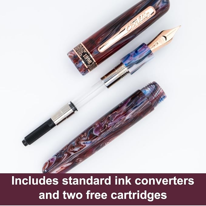 Conklin 1898 Fountain Pen, Misto Purple - Extra Fine Nib | Luxury Writing Instrument with Unique Resin Blend | JoWo Stainless Steel Nib Made in Germany | Ideal for Pen Enthusiasts