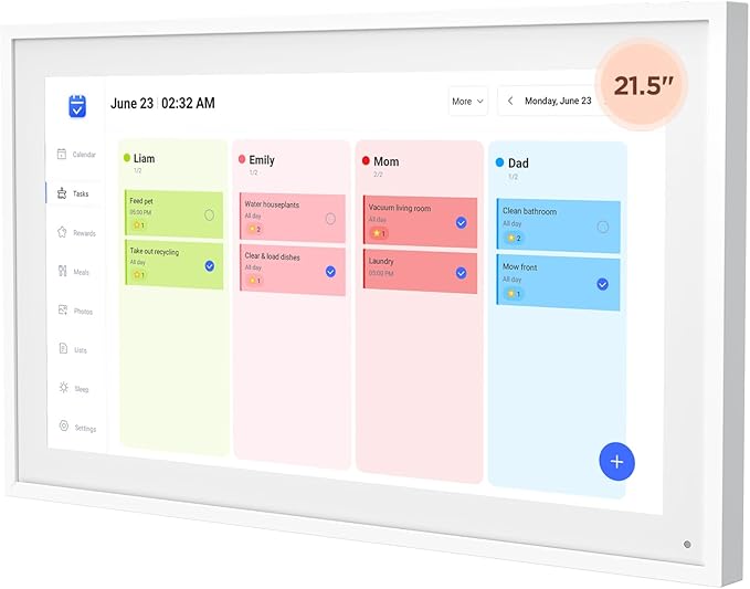 21.5 Inch Smart Digital Calendar, Wall Electronic Calendar, 1920 * 1080 IPS Full HD Touch Screen Display for Family Meal Planner Support - Streamline Household Organization