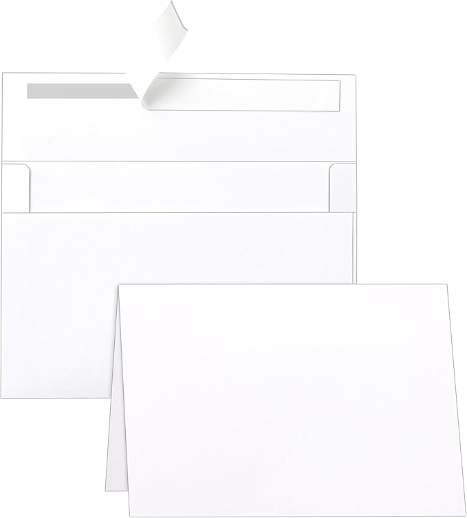 White Blank Greeting Cards and Envelopes 4 x 6 Heavyweight Folded Cardstock and A4 Envelopes Printable Self Seal 20 Packs for DIY Wedding Invitations, Party, Thank You Cards, Baby Showers