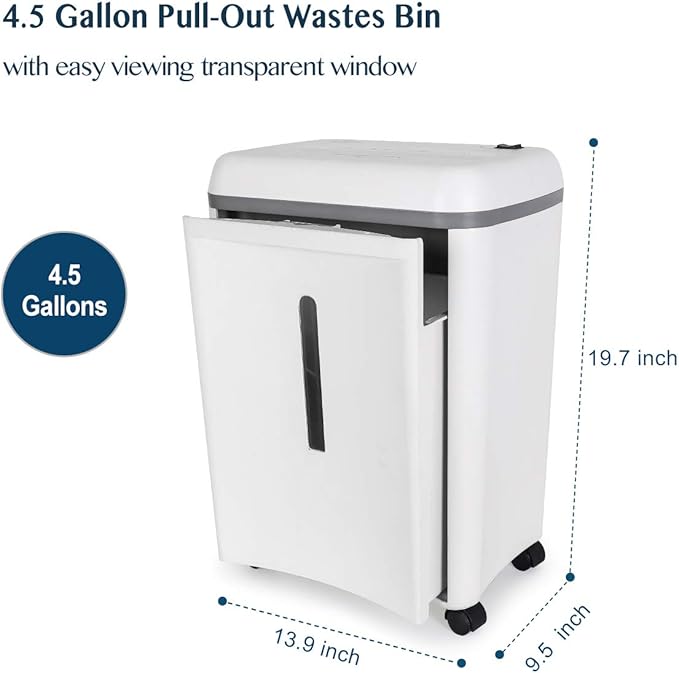WOLVERINE 8-Sheet Super Micro Cut High Security Level P-5 Ultra Quiet Paper/Credit Card Home Office Shredder with 4.5 gallons Pullout Waste Bin SD9101 (White)