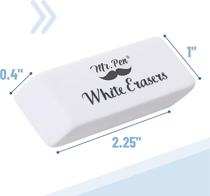 Mr. Pen- White Pencil Eraser, 48 Pack, Block Erasers for Pencils, Mr Pen Erasers for School, Large Eraser