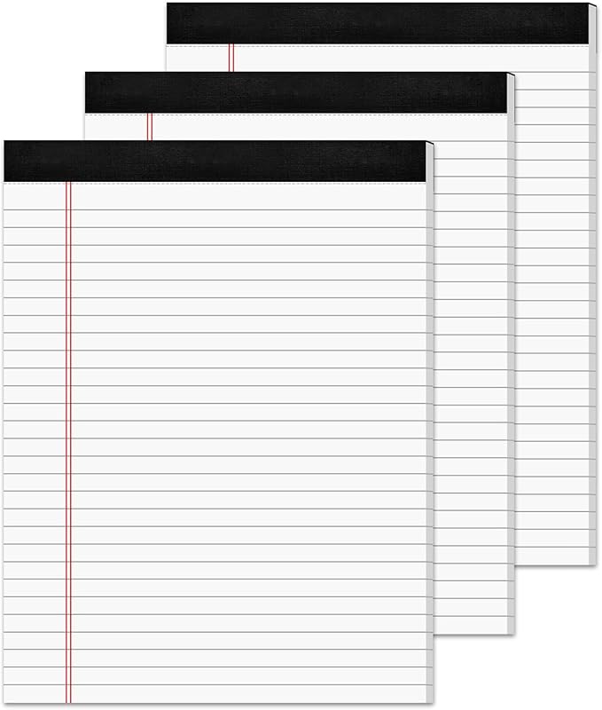3 Pack Legal Pads 8.5 x 11 White Notepads Paper Tablets- Note Pads 8.5 x 11 Wide Ruled Pads of Paper, Writing Pads 8.5 x 11, Lined Paper Pads 8.5 x 11, Legal Notepads 8.5 x 11 In with 30 Sheets/Pad