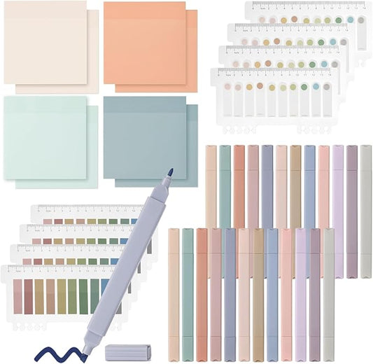 24pcs highlighters Pastel Bulk Assorted Colors Yellow Blue 8 Pads Transparent Sticky Notes tabs Yellow 3x3 Bulk Ruler 6 inch Comes with Colored Labels Sticky Index Tabs Page Book Marker