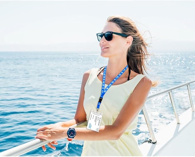 Cruise Lanyards, 4 Pack Waterproof Lanyards with ID Badge Reel Holder, Detachable Buckle for Ship Key Cards, Cruise Ship Essentials