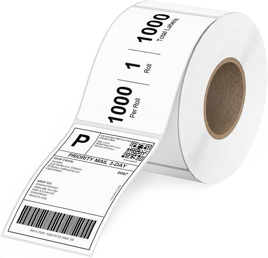 4"x 6" Multipurpose Direct Thermal Labels 3" Core Compatible for Zebra Industrial Printers Adhesive & Perforated (1 Roll, 1000 Labels/Roll)
