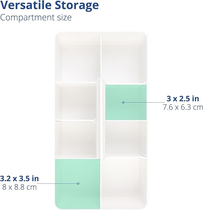 BLUE GINKGO Stackable Organizer Caddy – Korean-Made Portable Tote for Bathroom, Office, Crafts, or School Supplies (Long Rectangle, White)