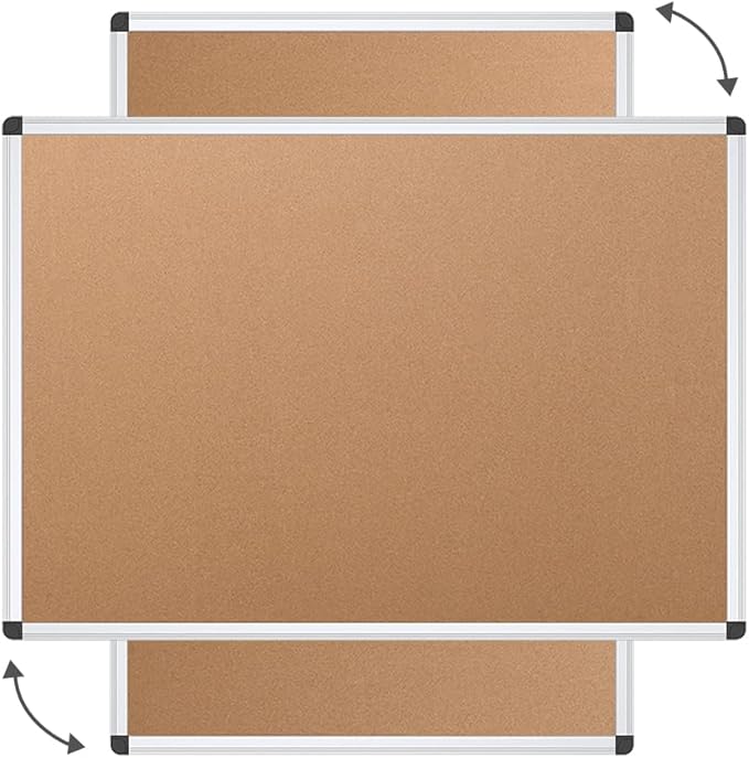 VIZ-PRO Cork Notice Board, 48 X 24 Inches, Silver Aluminium Frame
