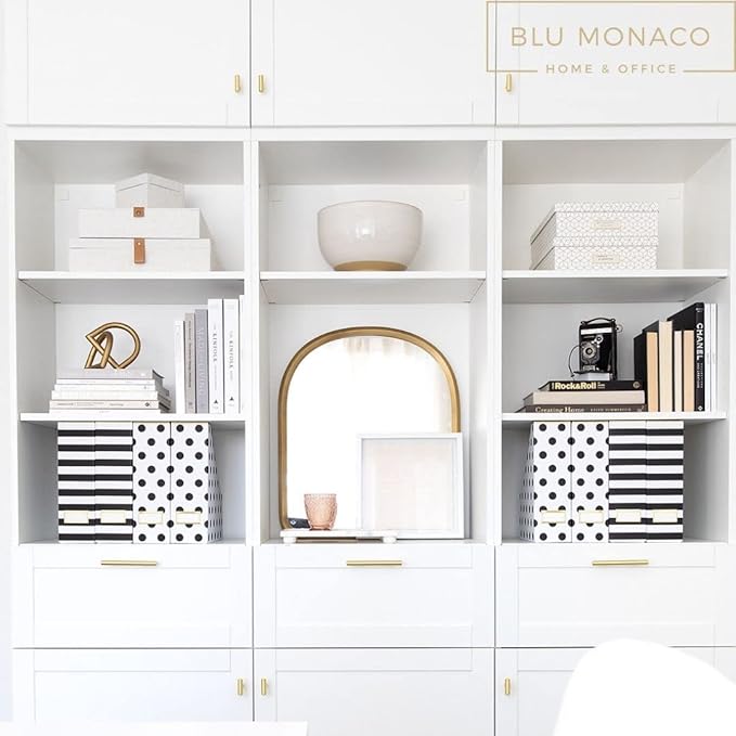 BLU MONACO Set of 4 Stylish Magazine File Boxes - 2 Black and White Stripes and 2 Polka Dots - Office Organization and Storage, Paper Organizer for Desk - Workspace and Classroom Organization