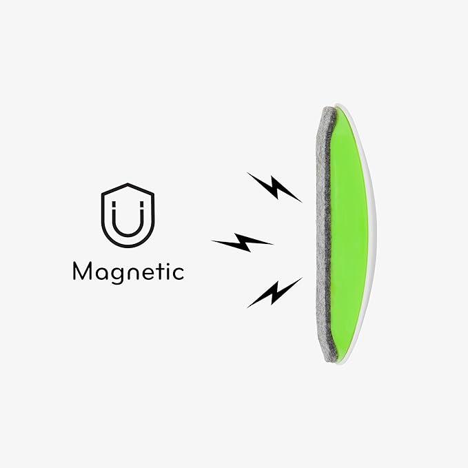 U Brands Magnetic Dry Erase Board Felt Eraser, 4.5"x2.25"x1", 2-tone White and Green, Lightweight Modern Design