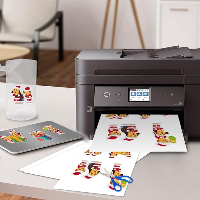 Premium Printable Vinyl Sticker Paper,Transparent 50 Clear Self-Adhesive Sheets,No-Waterproof,Dries Quickly Vivid Colors Decal Paper,Tear Resistant for Any Epson HP Canon Sawgrass Inkjet Printer