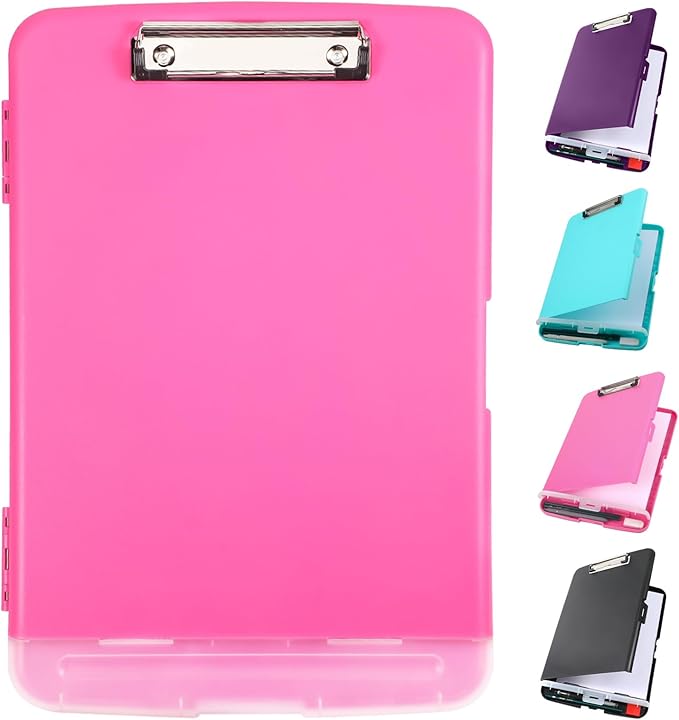 Clipboard with Storage, Large Capacity Nursing Clipboards with Low Profile Clip, Heavy Duty Plastic Storage Clipboard with Pen Holder, Side-Opening, Multifunctional Clipboard Case for Writing