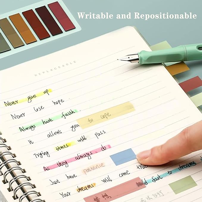 ELII 600 Pcs Page Markers Sticky Index Tabs,Transparent Sticky Notes,Morandi Book Page Tabs, Writable and Repositionable Flag Tabs Stickers