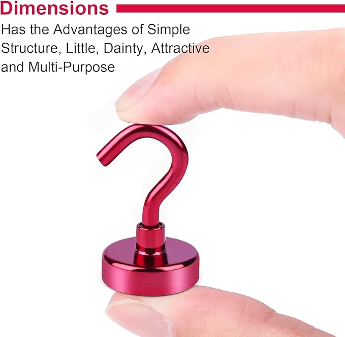 DIYMAG Magnetic Hooks, 30Lbs Strong Heavy Duty Cruise Magnet S-Hooks for Classroom, Fridge, Hanging, Cabins, Grill, Kitchen, Garage, Workplace and Office etc, (20 Pack-Red)