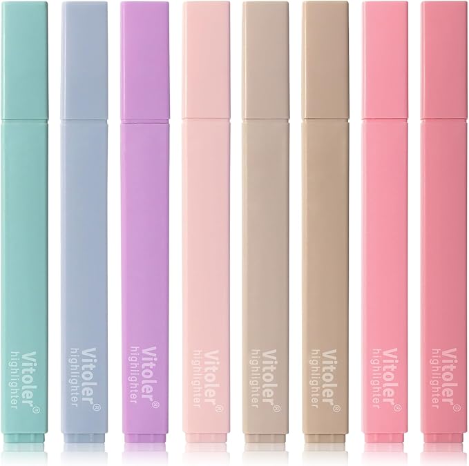 Vitoler Bible Highlighters,8 Colors Cute Highlighters with Chisel Tip for Bible Accessories School Office Supplies