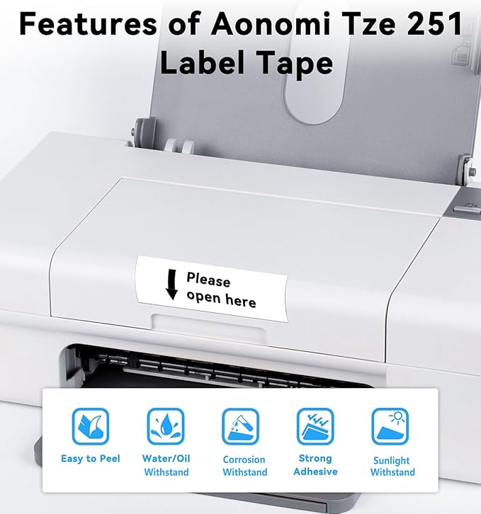 Compatible with P Touch TZe TZ 24mm 0.94'' Laminated Tape Compatible for Brother Label Maker Tape 1 inch PT-D600, PT-D610BT, PTP750W, PT-P710BT, Black on White/Yellow/Red/Green/Blue, 5-Pack