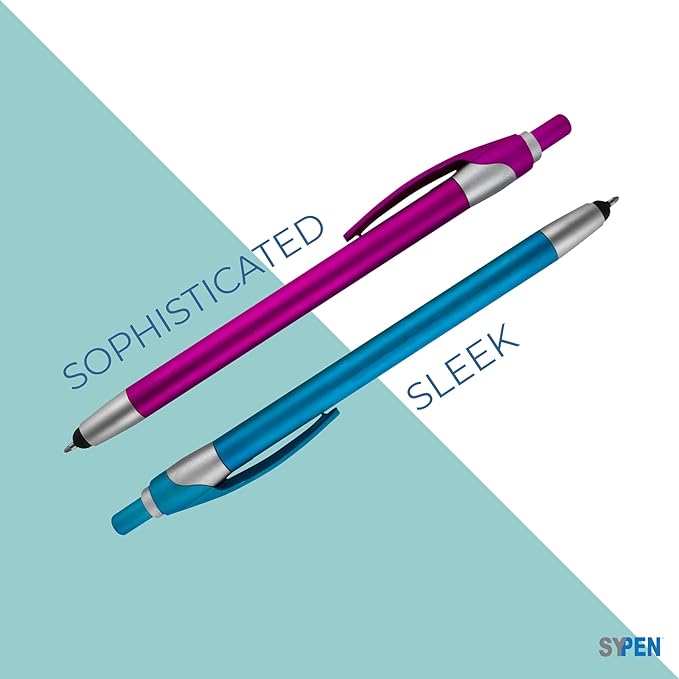 Personalized With your Custom Logo or Text Pens-Pack of 450- for Marketing, Parties, and Events, 2 in 1 Capacitive Stylus & Ballpoint Pen Compatible With Touchscreen Devices, Black Ink, Blue Pens
