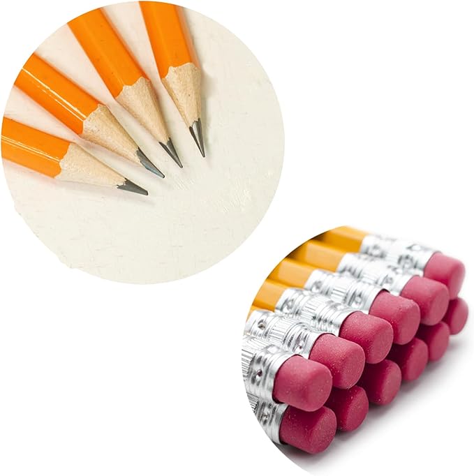 S & E TEACHER'S EDITION 432Pcs Pencils & Erasers Tops Set, 288 Pcs Pre-sharpened pencils No. 2, with 144Pcs Eraser Caps, #2 HB pencil sharpened, Back to school, 432Pcs/box.