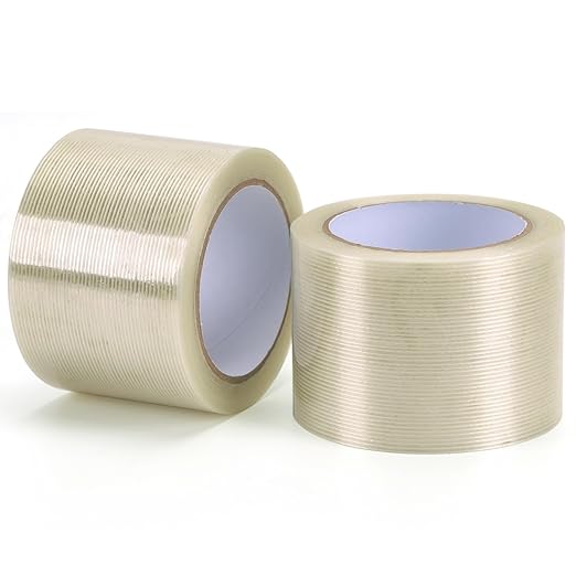 Strapping Tape 3 inch, Heavy Duty Shipping Packing Tape, Clear Filaments Run Lengthwise, Waterproof, Fiberglass Reinforced Packing Tape