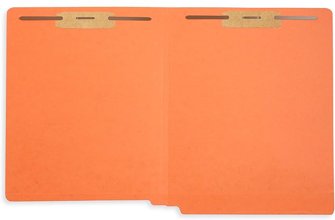50 Orange End Tab Fastener File Folders - Reinforced Straight Cut Tab - Durable 2 Prongs Designed to Organize Standard Medical Files, Receipts, Office Reports, and More - Letter Size, Orange, 50 Pack