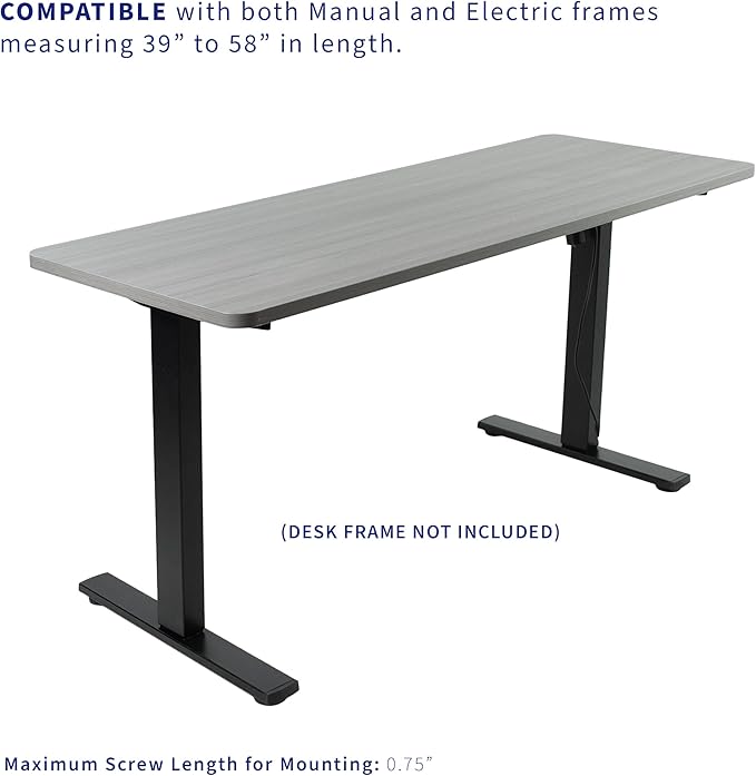 VIVO Dark Gray 60 x 24 inch Universal Solid One-Piece Table Top for Standard and Sit to Stand Height Adjustable Home and Office Desk Frames, DESK-TOP60G
