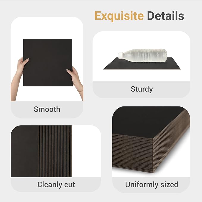 25 Pcs Book Board, Binder Board, Cover Board, Heavy Duty Chipboard for Book Binding, DIY Cardboard (Black, A5 80PT)