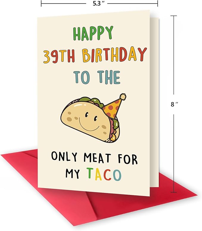 Funny 39th Birthday Gifts for Men Man, Unique 39 Years Old Birthday Decorations Gifts for Husband Boyfriend, Happy 39th Bday Card for Him, Taco 39 Mens Bday Ideas from Wife Girlfriend