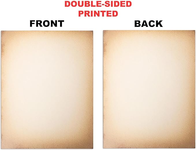 50 Pack Classic Aged Paper | Vintage Stationary Paper | Use for Creating Timeless Writing, Drawing, Sketches, Painting Projects | Ink Jet and Laser Printer Friendly | 8.5 x 11 Inches 50 Sheets