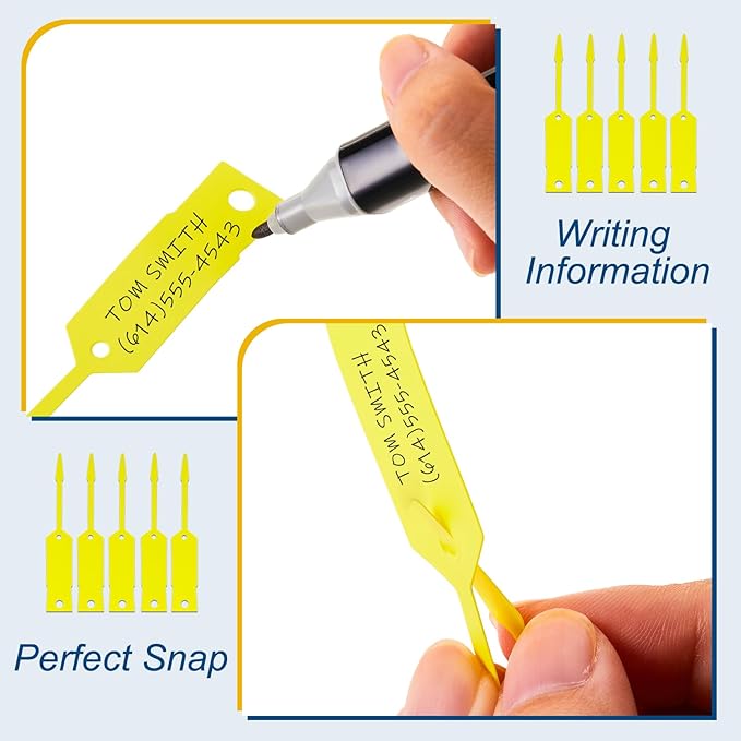 Lewtemi 1000 Pieces Self Lock Arrow ID Key Tags Car Parts Tags Key Ring Repair Labels for Office Automotive Shop Supplies(4 1/2'' X 3/4",Yellow)