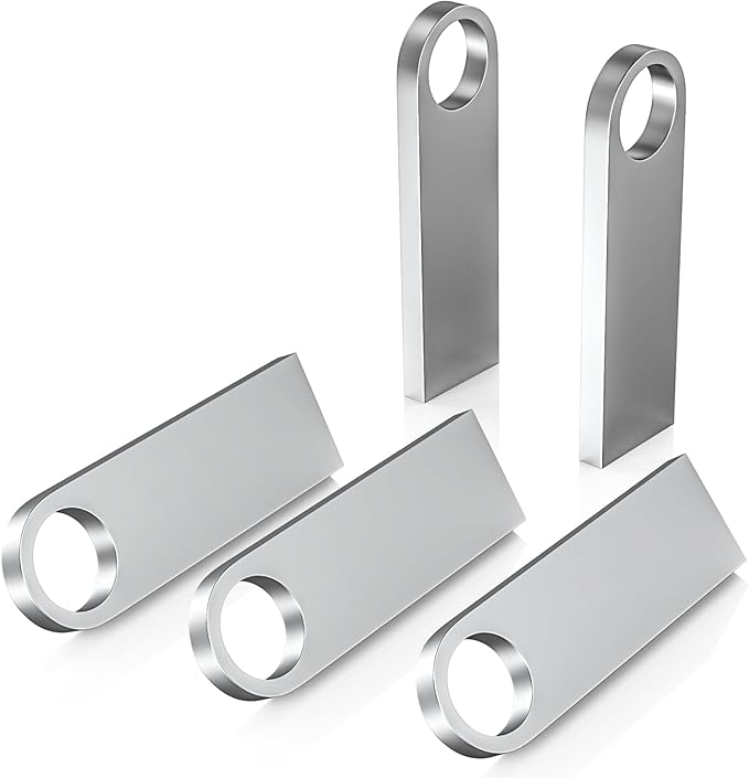 ABLAZE 32GB Flash Drive 5 Pack, Metal USB 2.0 Thumb Drives with Keychains USB Stick Pendrive (Sliver)