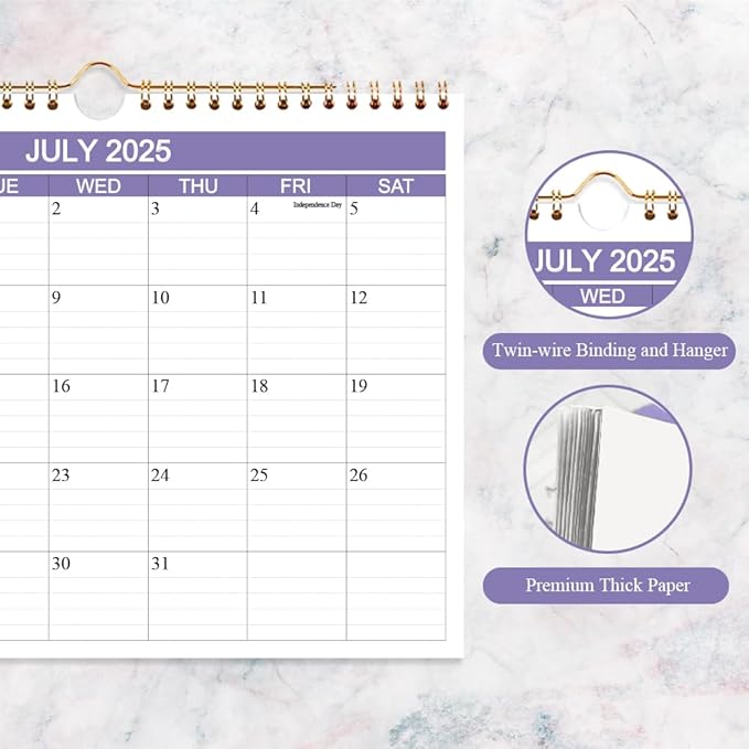 2025-2026 Calendar- Wall Calendar 2025-2026 Runs from July 2025 to December 2026-18 Months Calendar with Thick Paper for Planning and Organizing for Home or Office, 8.5 x 11 Inches, Purple