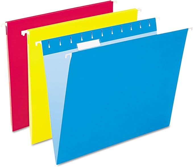 Pendaflex Recycled Hanging Folders, Letter Size, Assorted Colors, 1/5 Cut, 25/BX (81612)