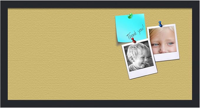 PinPix 24x12 Inch Cork Bulletin Board. This Decorative Framed Pin Board Comes with Honey Pastel Design and a Satin Black Frame. Ideal for Home Office Decor or Message Board (PinPix-1810)