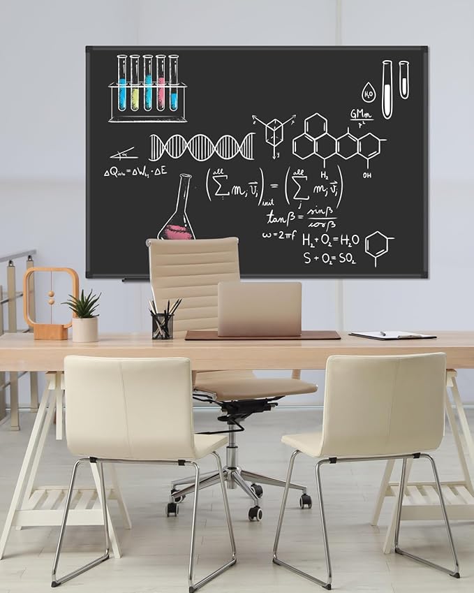 XBoard Magnetic Chalkboard 48 x 31 inch Chalk Board/Black Board, Black Aluminium Frame, Display Collections