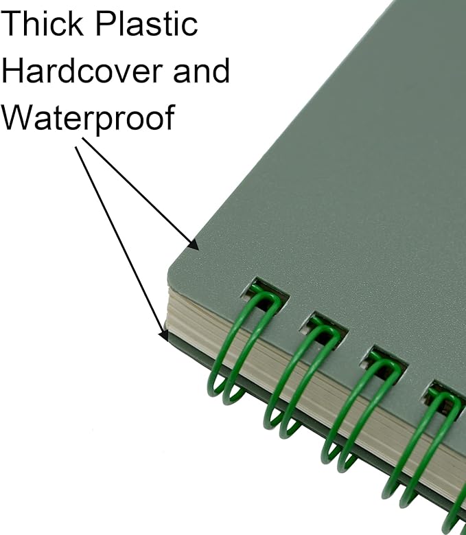 Yansanido Spiral Notebook, 4 Pcs A5 Thick Plastic Dark Green Hardcover 8mm Ruled 80 Sheets -160 Pages Journals for Study and Notes (Ruled-4pcs Dark Green, A5)