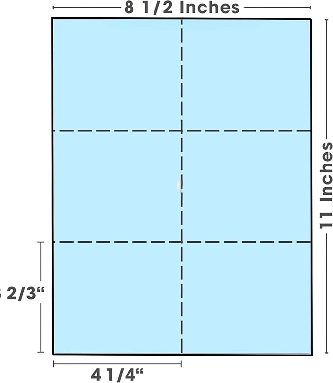 Limited Papers (TM) 8.5x11 Perforated Paper, 20/50 Pound, 75 GSM, Variety of Perforation Sizes and Colors, for Forms, Tickets, Postcards, Business Cards. (Grey, 6 up)