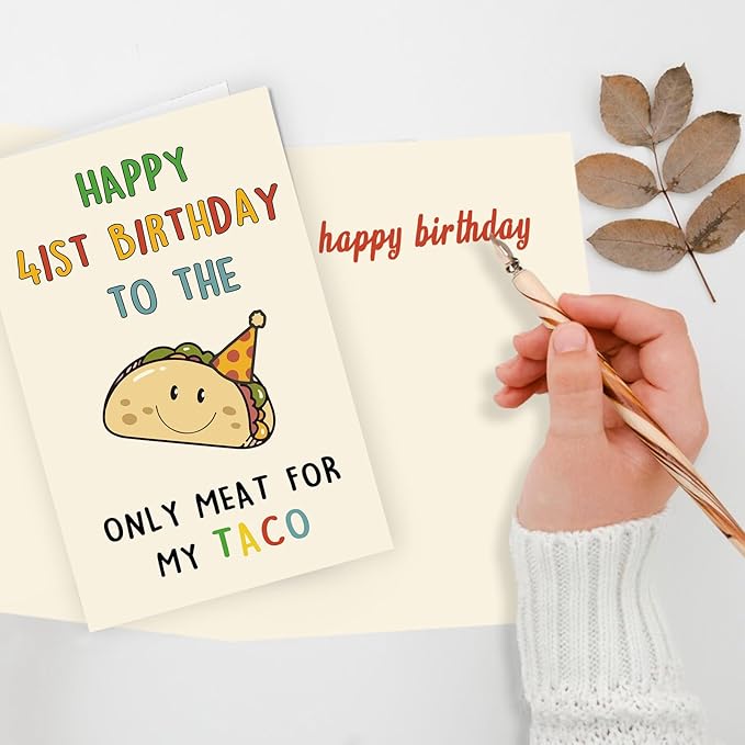 Funny 41st Birthday Card Gifts for Men, Happy 41st Birthday Decorations for Husband Him, Taco Gifts for 41 Years Old Bday Man, Cool 41 Mens Bday Ideas