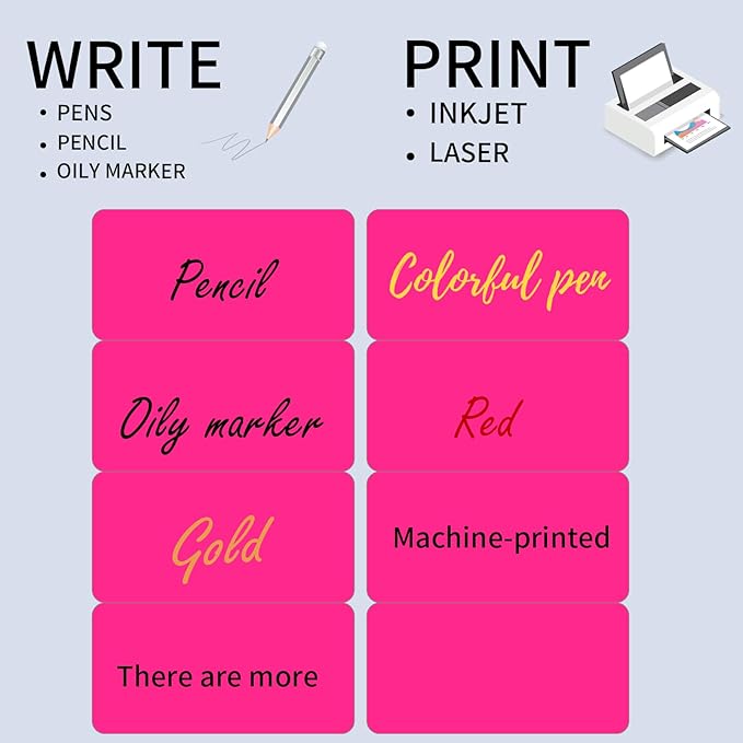 STARLIBOO Shipping Labels Stickers, 2"×4" Printable Fluorescent Mailing Labels for Laser/Inkjet Printing- Matte, Permanent Adhesive Sticker (Fluorescent Pink)