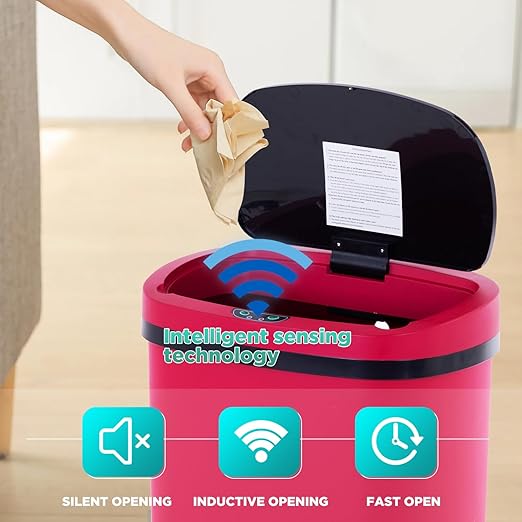 PayLessHere 13 Gallon Trash Can Kitchen Trash Can Automatic Garbage Can with Lid Touch Free High-Capacity Motion Sensor for Home Kitchens Bedroom Bathroom Office Kitchen Waste Bin Wateproof Trash Bin