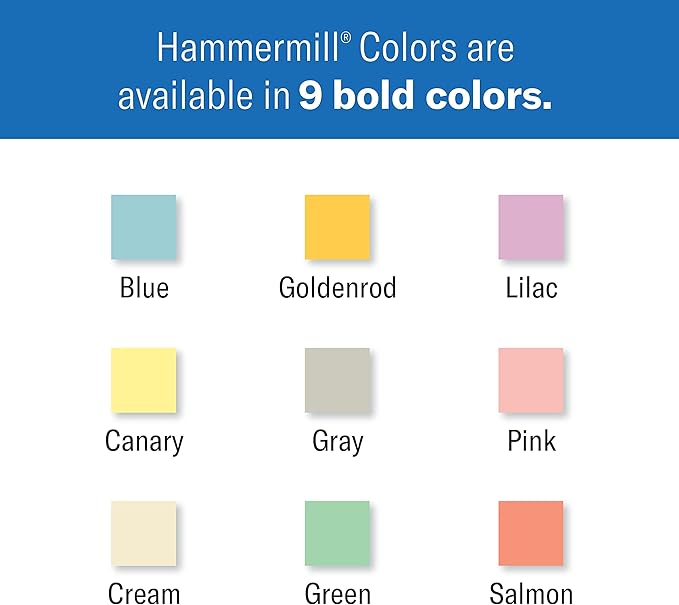 Hammermill Colored Paper, 24 lb Cream Printer Paper, 8.5 x 11-1 Ream (500 Sheets) - Made in the USA, Pastel Paper, 168060R