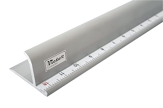 Victor 12-Inch Professional Aluminum Safety Ruler with Finger Guard Edge and Non-Slip Base - Ideal for Precision Cutting and Craft Projects - Durable Cutting Ruler for Safe Use