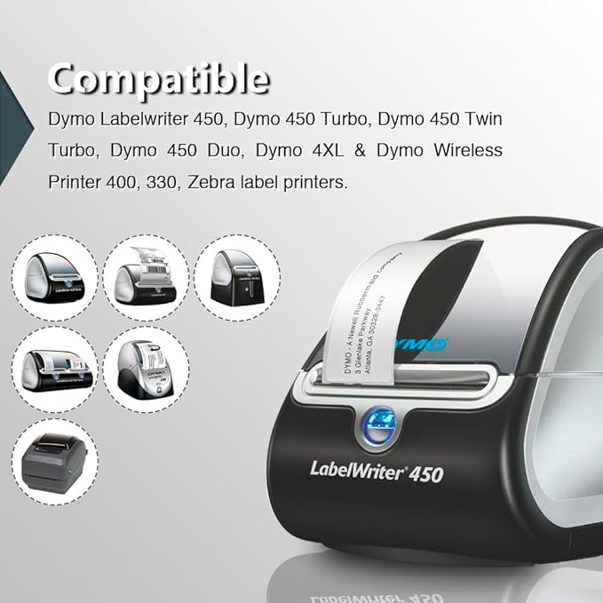 BETCKEY - Compatible DYMO 30252 (1-1/8" x 3-1/2") Address & Barcode Labels - Compatible with DYMO Labelwriter 450, 4XL, NOT Fit 550 & 5XL [28 Rolls/9800 Labels]