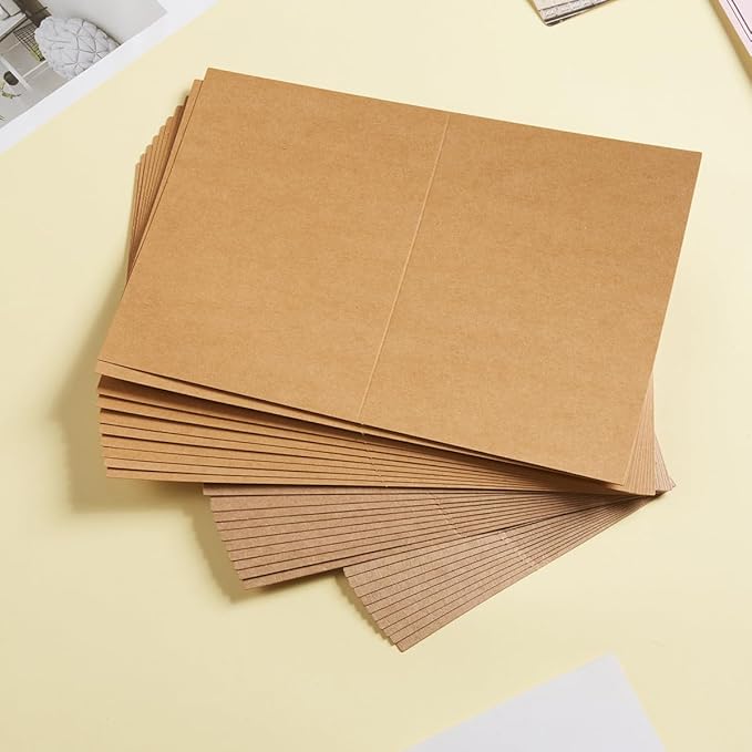 50 Pack Blank Cards Folded Cardstock Thank You Blank Greeting Cards for Invitations, Wedding, Greeting Cards, All Occasion DIY (Brown, 3x5)